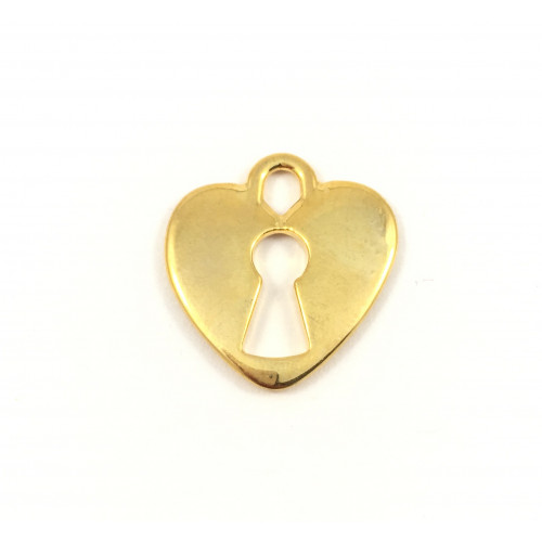Metal gold lock heart pendant*
